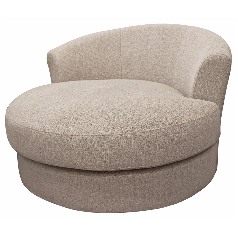 Vista Swivel Chair-and-a-Half Loveseat in Beige Fabric with 3 Toss Pillows