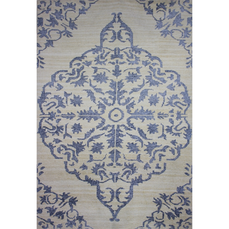 Emblem 01 2X3 Beige Knotted Wool Area Rug
