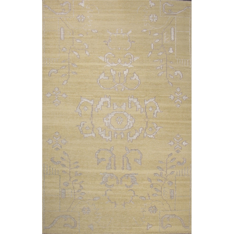 Emblem 02 2X3 Beige Knotted Wool Area Rug Allover