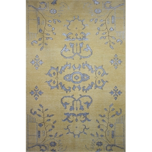 emblem 02 5x8 beige knotted wool area rug allover