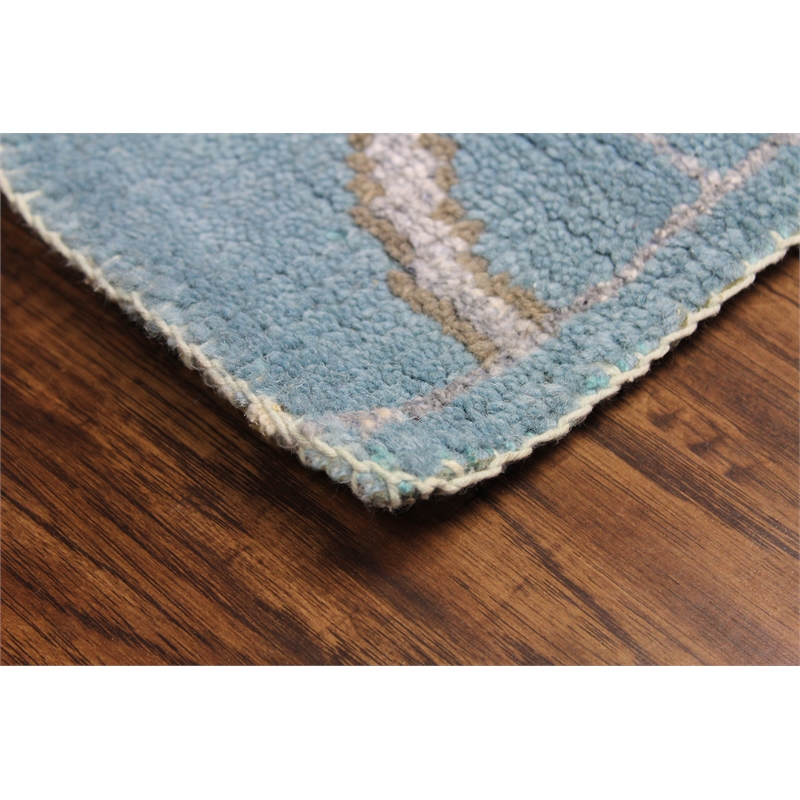 Emblem 02 2X3 Blue Knotted Wool Area Rug Allover