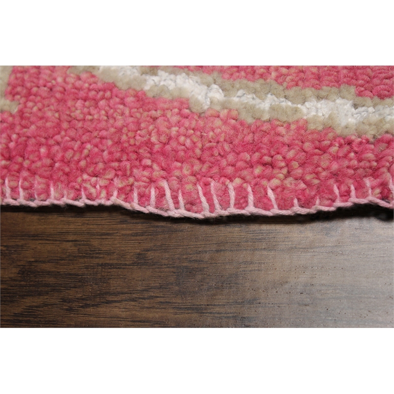 Emblem 02 5X8 Pink Knotted Wool Area Rug Allover