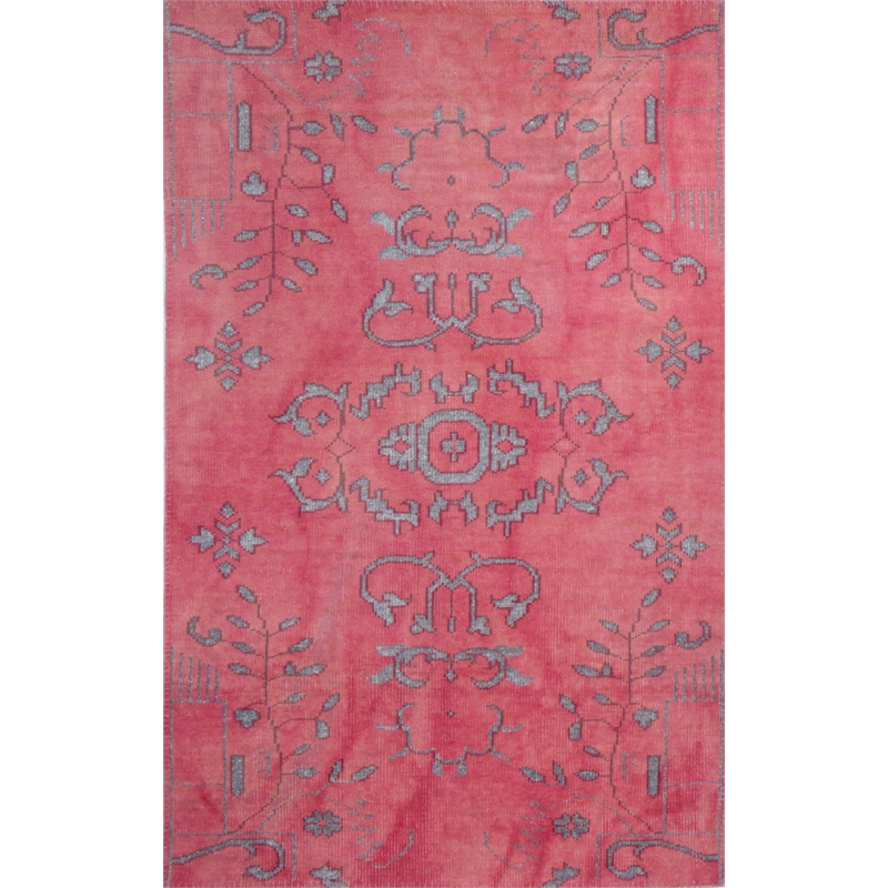Emblem 02 2X3 Pink Knotted Wool Area Rug Allover