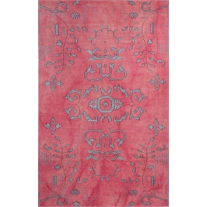 emblem 02 2x3 pink knotted wool area rug allover
