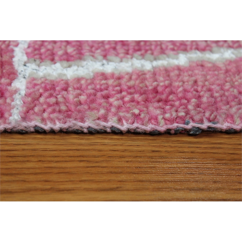 Emblem 02 1.6X1.6 Pink Handknotted Wool Area Rug