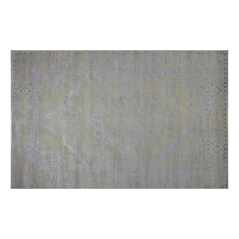 Emblem 12 5.0X8.0 Silver Knotted Wool & Viscose Area Rug