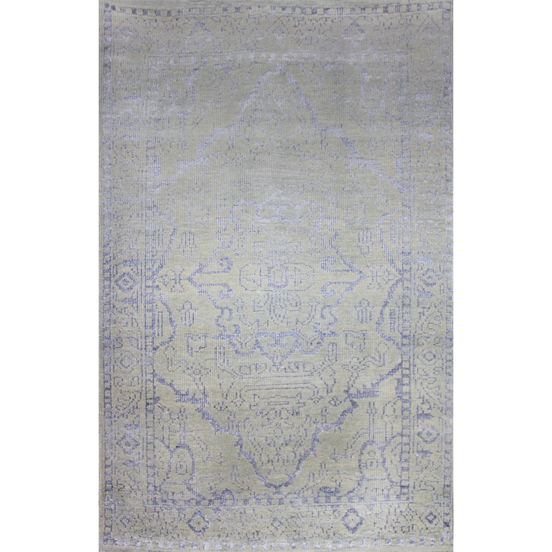Emblem 12 1.6X1.6 Silver Handknotted Wool Area Rug
