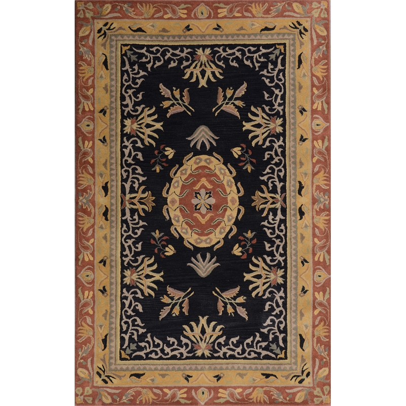 Ablon 01 5X8 Black Handtufted Wool Area Rug