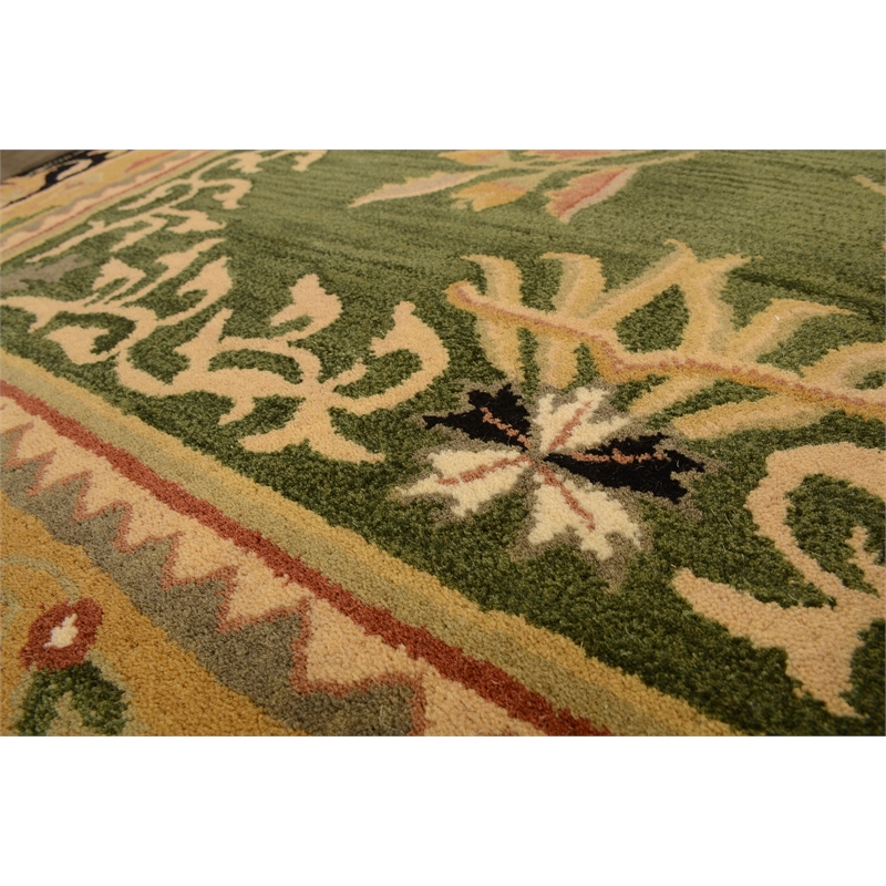 Ablon 01 2X3 Green Handtufted Wool Area Rug