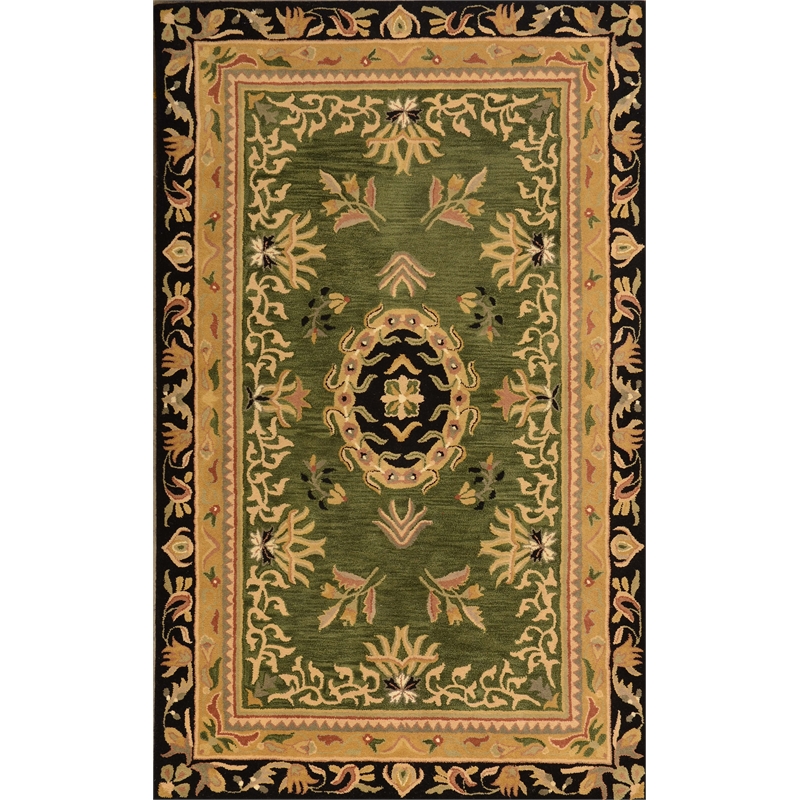 Ablon 01 2X3 Green Handtufted Wool Area Rug