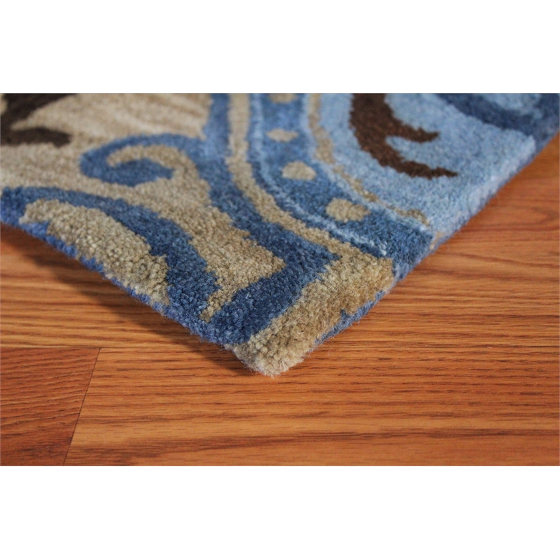 Belize 05 8x11 Blue Handtufted Wool Area Rug