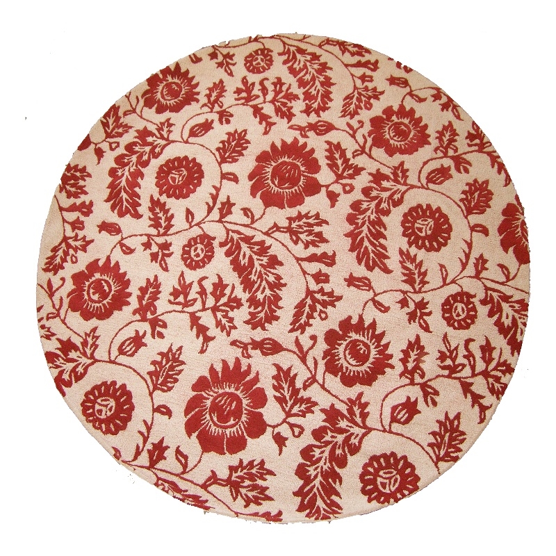 Dahlia 8X8 Round Red Handtufted Wool Area Rug