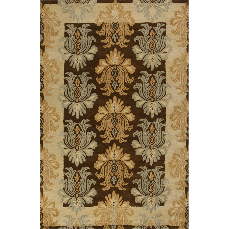 Flora 04 2X3 Mocha Brown Handtufted Wool Area Rug