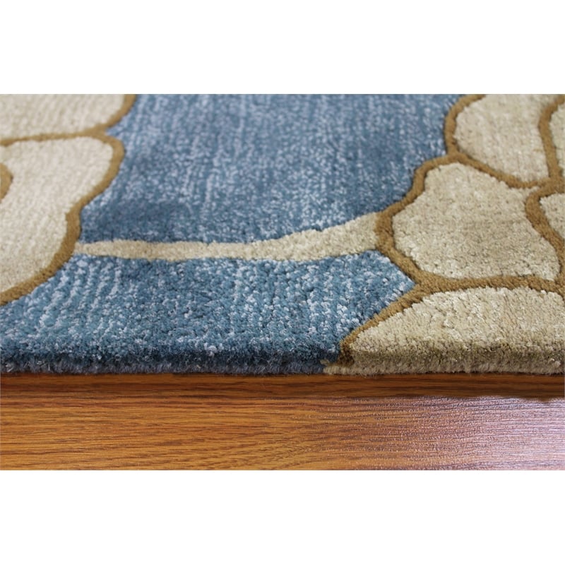 Flora 06 2X3 Blue Handtufted Wool Area Rug