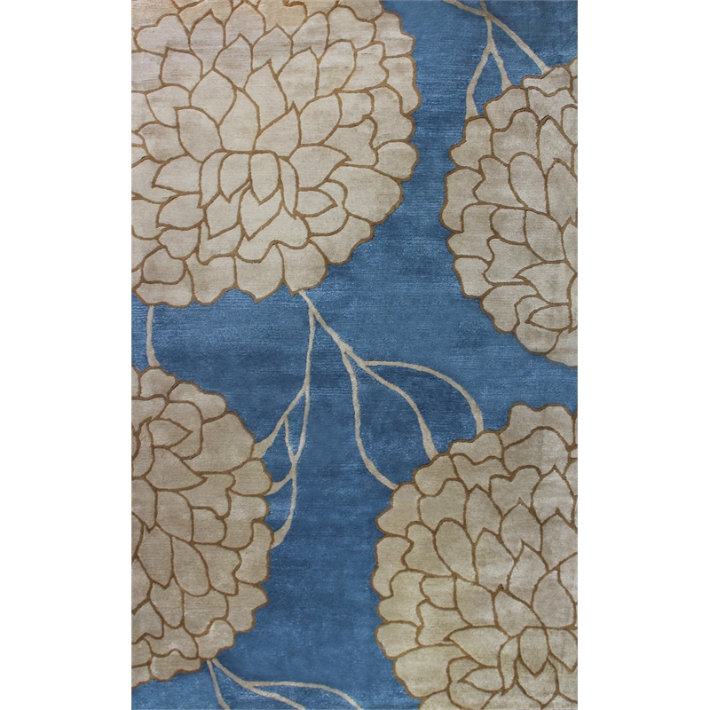 Flora 06 2X3 Blue Handtufted Wool Area Rug