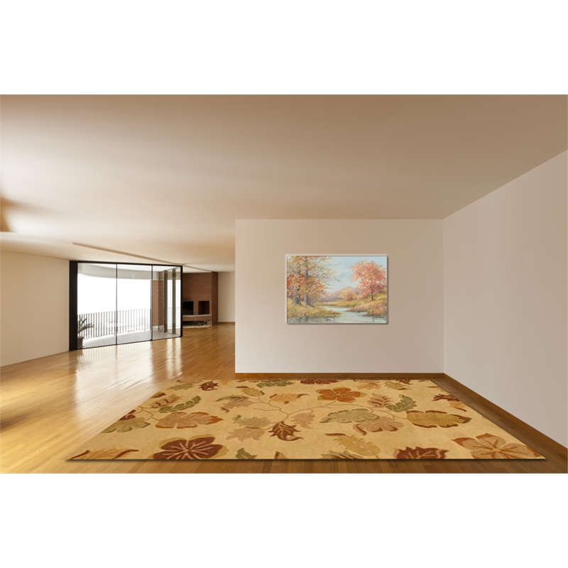 Foliage 02 5X8 Beige Handtufted Wool Area Rug