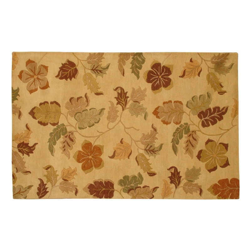 Foliage 02 5X8 Beige Handtufted Wool Area Rug