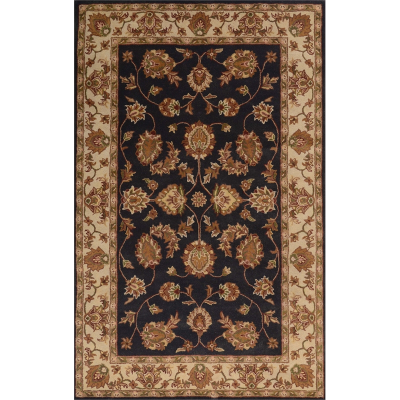 Jasmine 01 8X11 Charcoal Handtufted Wool Area Rug