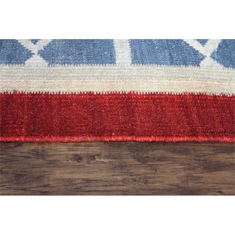 Kilim 04 5X8 Blue Handwoven Wool Area Rug