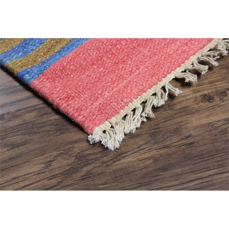 Kilim 05 8X11 Pink Handwoven Wool Area Rug
