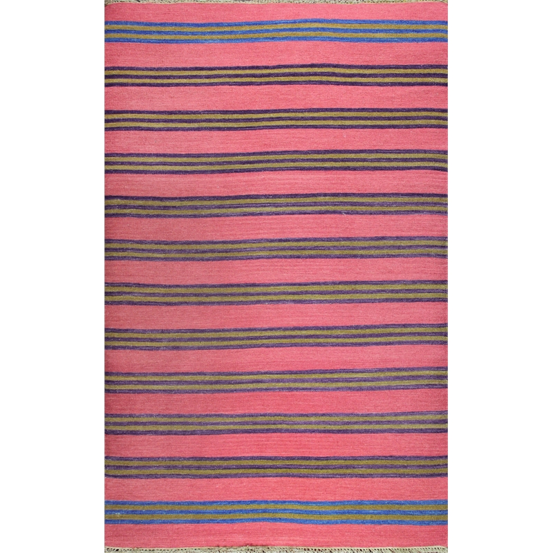 Kilim 05 8X11 Pink Handwoven Wool Area Rug