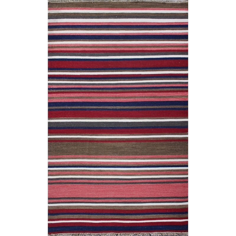 Kilim 05 4X6 Red Handwoven Wool Area Rug
