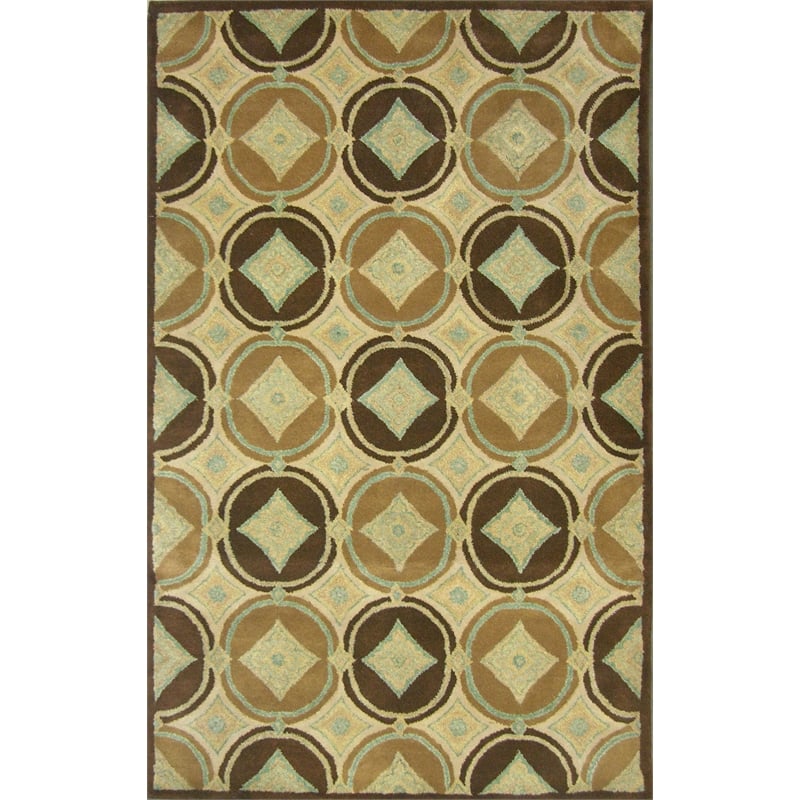 Hugoh 02 5x8 Green Handtufted Wool Area Rug