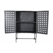 Moti Aliso Becca Solid Wood 2 Door Tall Cabinet on Cast Iron Base in Black