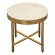 Orlando Carlton Ivory Marble Top Round Side Table on Brass Color Iron Base