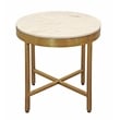 Orlando Carlton Ivory Marble Top Round Side Table on Brass Color Iron Base