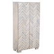 Zane Mango Solid Wood 2-Door Tall Cabinet with Zig-Zag Pattern in White Wash
