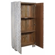 Zane Mango Solid Wood 2-Door Tall Cabinet with Zig-Zag Pattern in White Wash