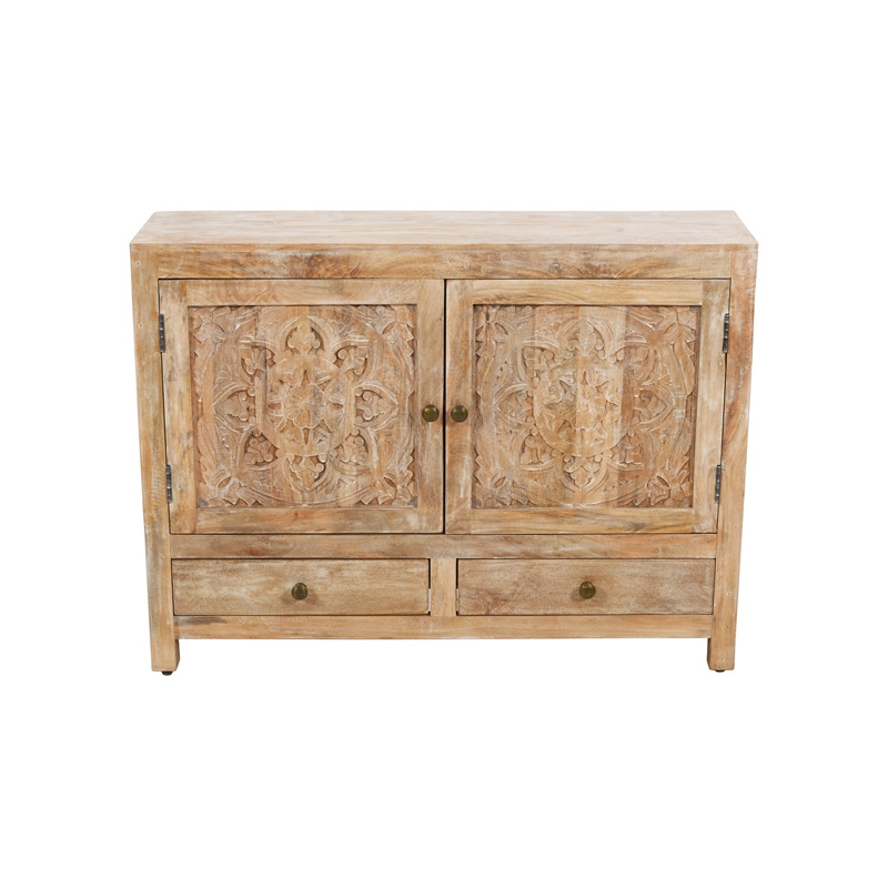 Carter Weatherly 2-Door 2-Drawer Solid Wood Accent Cabinet in White Wash