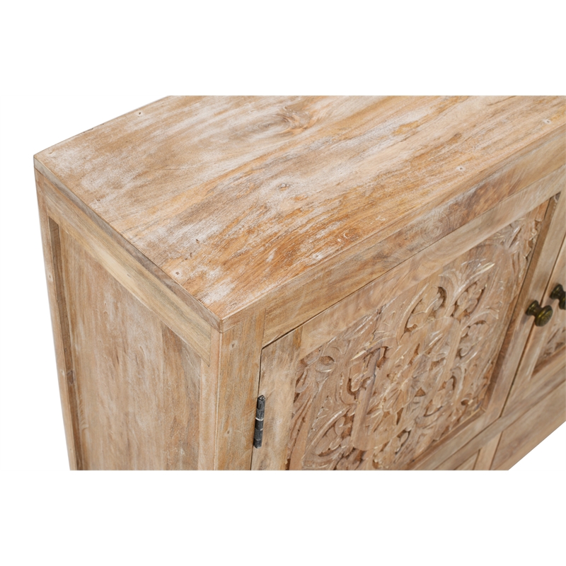 Carter Weatherly 2-Door 2-Drawer Solid Wood Accent Cabinet in White Wash