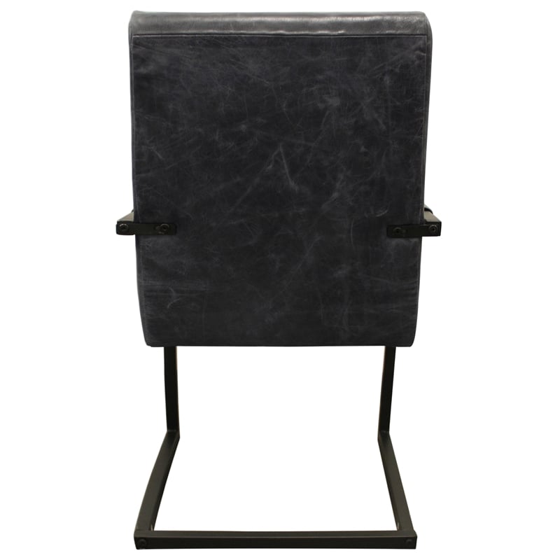 Wendy Genuine Leather Armchair in Antique Black with Iron Frame