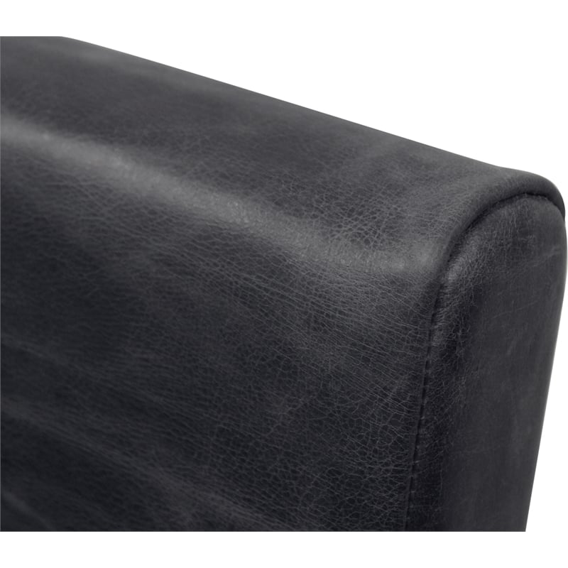 Wendy Genuine Leather Armchair in Antique Black with Iron Frame