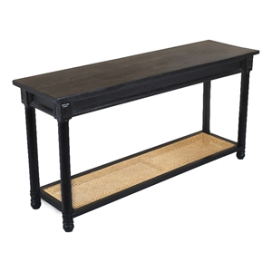 Navice 1-Shelf Console Table with Solid Wood in Black Finish