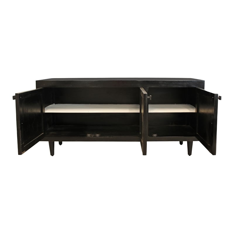 Navice 3 Woven Door Plasma Stand with Solid Wood in Black Finish