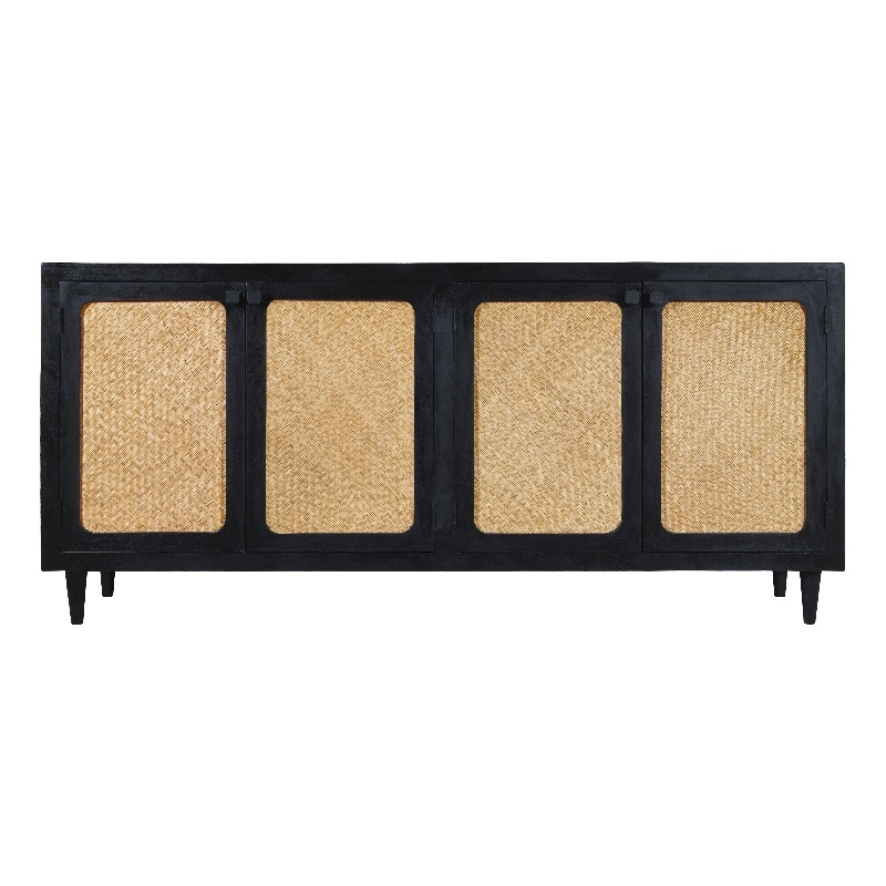 Navice 4 Woven Door Sideboard in Solid Wood with a Black Finish