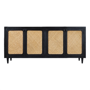 Navice 4 Woven Door Sideboard in Solid Wood with a Black Finish