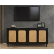 Navice 4 Woven Door Sideboard in Solid Wood with a Black Finish