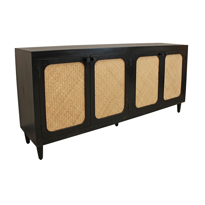 Navice 4 Woven Door Sideboard in Solid Wood with a Black Finish