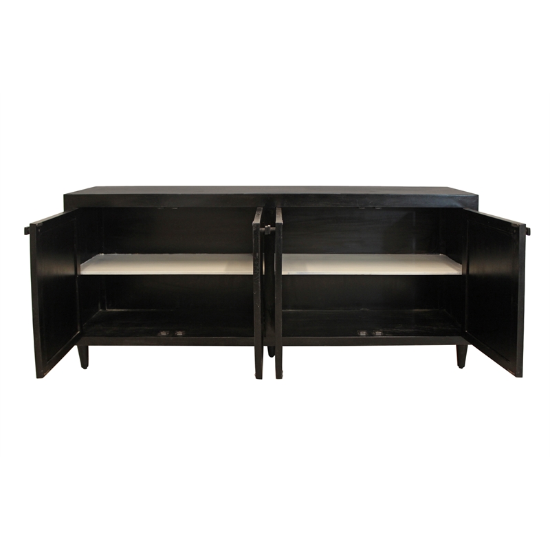 Navice 4 Woven Door Sideboard in Solid Wood with a Black Finish