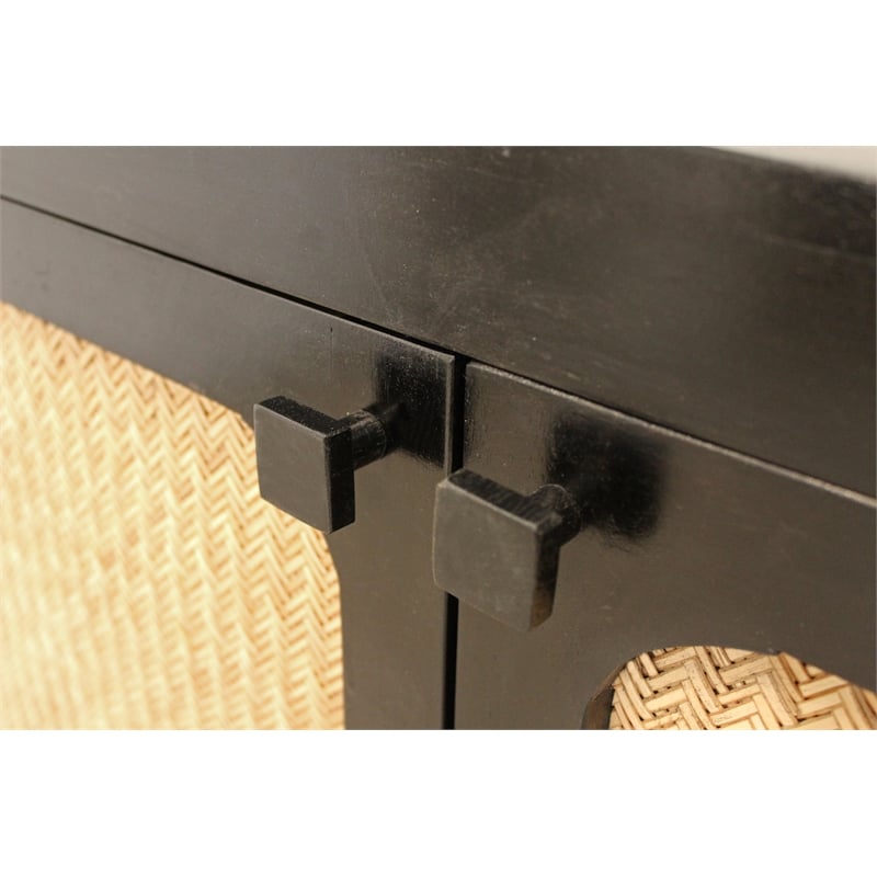Navice 4 Woven Door Sideboard in Solid Wood with a Black Finish