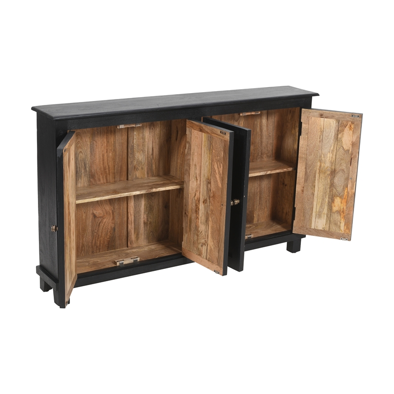 Bayside Jensen 4-Door Solid Wood Sideboard in Charcoal Gray Finish
