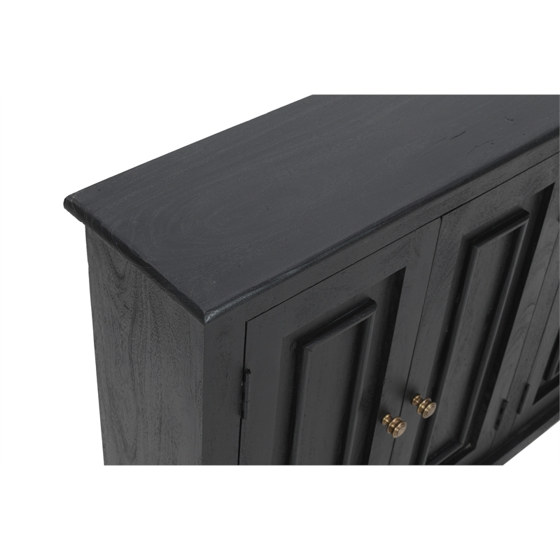 Bayside Jensen 4-Door Solid Wood Sideboard in Charcoal Gray Finish