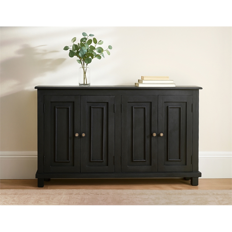 Bayside Jensen 4-Door Solid Wood Sideboard in Charcoal Gray Finish