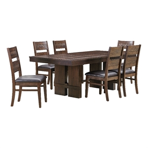 Dale 7-Piece Dining Set with Extendable Dining Table and 6 Black Leather Chairs