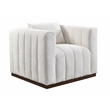 Upton Lounge Chair in Ivory Multi-Weave Fabric with Toss Pillow