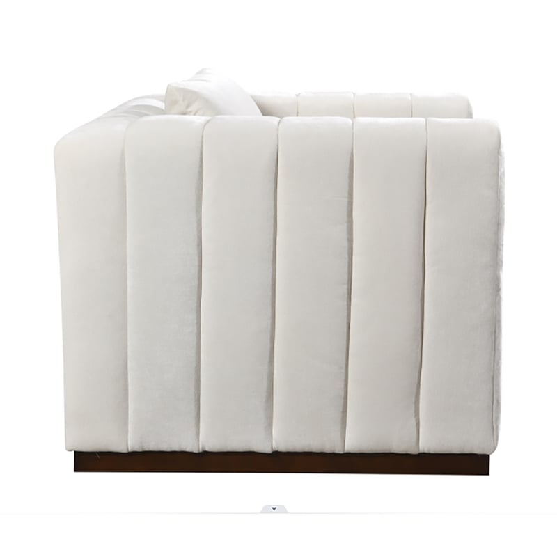 Upton Lounge Chair in Ivory Multi-Weave Fabric with Toss Pillow